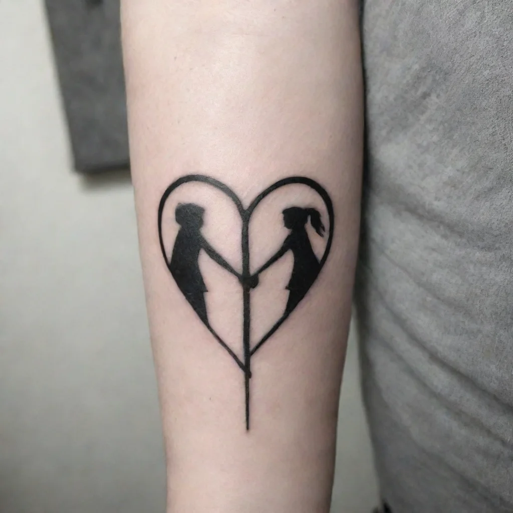 lesbians fine line black and white tattoo