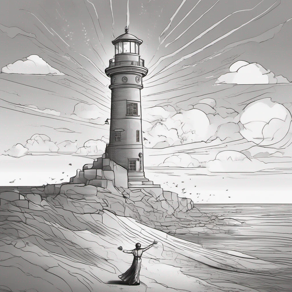 ailine art lighthouse with person breaking free confident engaging wow artstation art 3