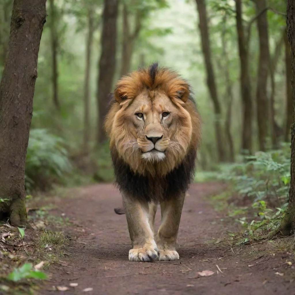 lion walk in a forests
