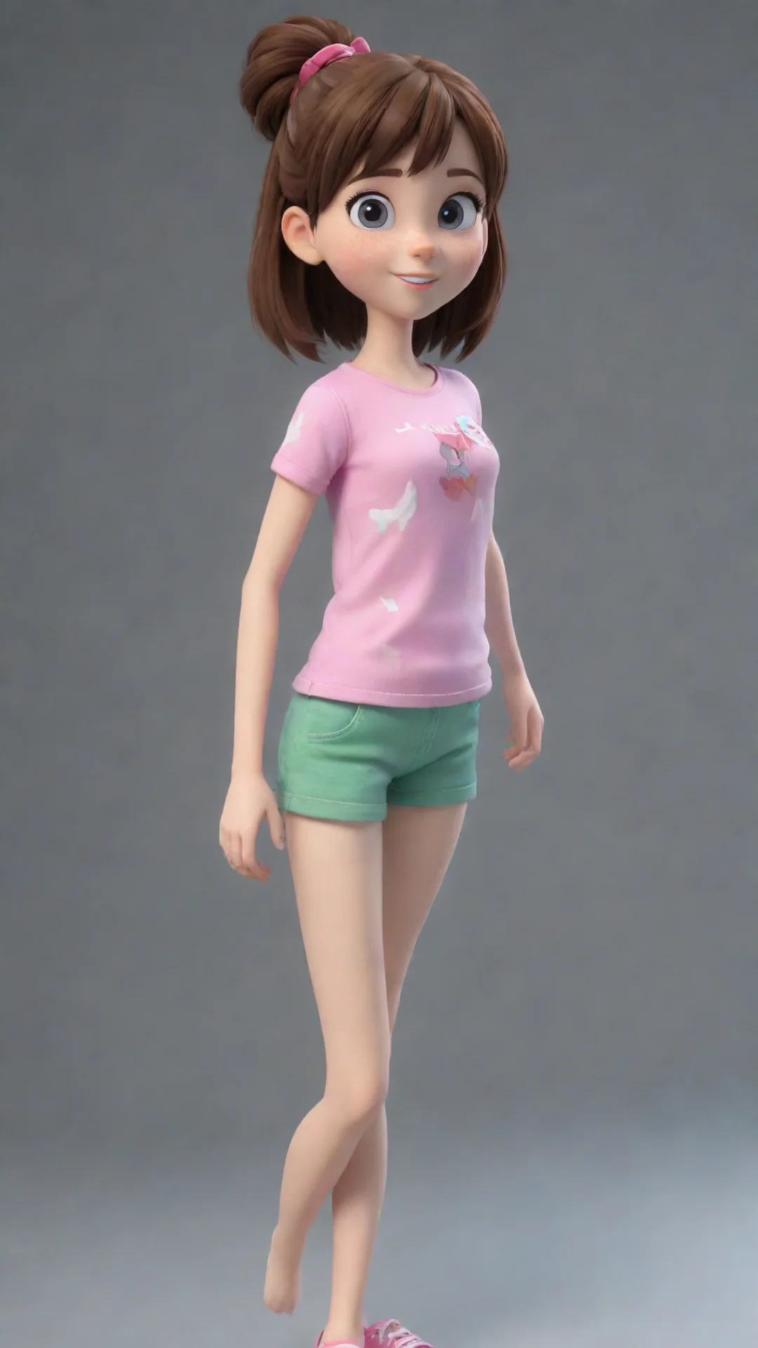 ailittle girl in shorts cartoon 3d hdtall