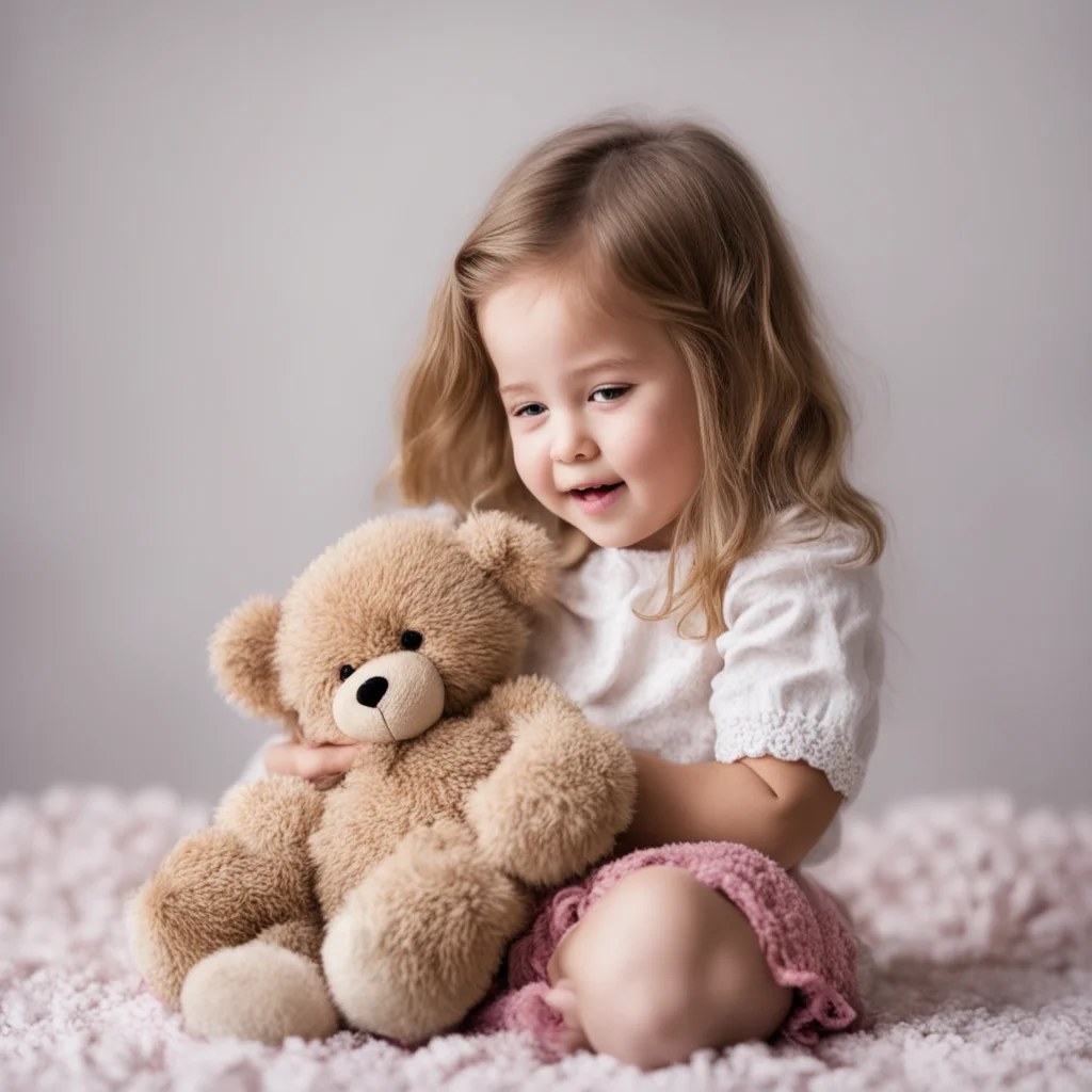 little girl playing with her teddy bear