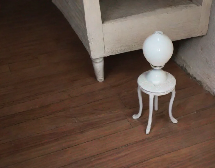 little white lamp on the floor