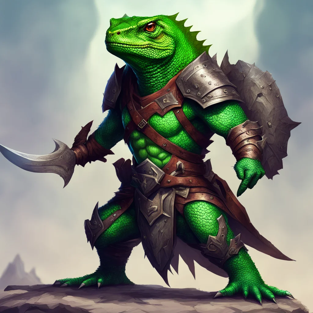 ailizard warrior epic fantasy character confident engaging wow artstation art 3