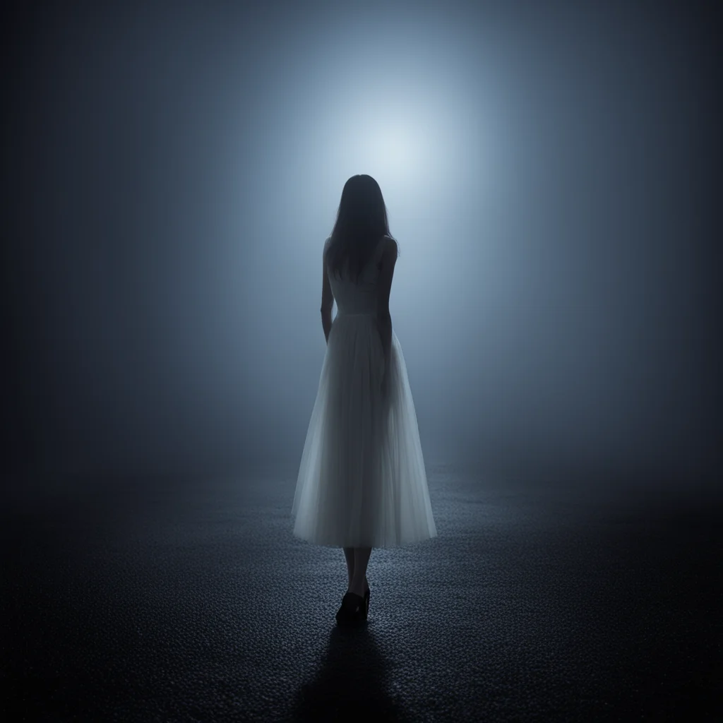 ailonely girl in thin white dress at a foggy dark parking  middle of the night   scary shadows confident engaging wow artstation art 3
