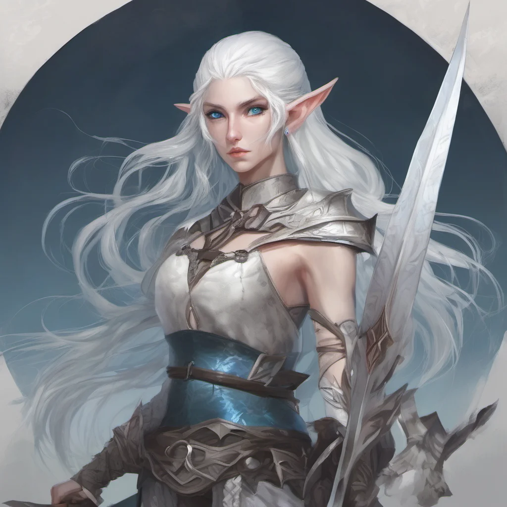 ailong white haired elf with blue eyes and a glaive amazing awesome portrait 2