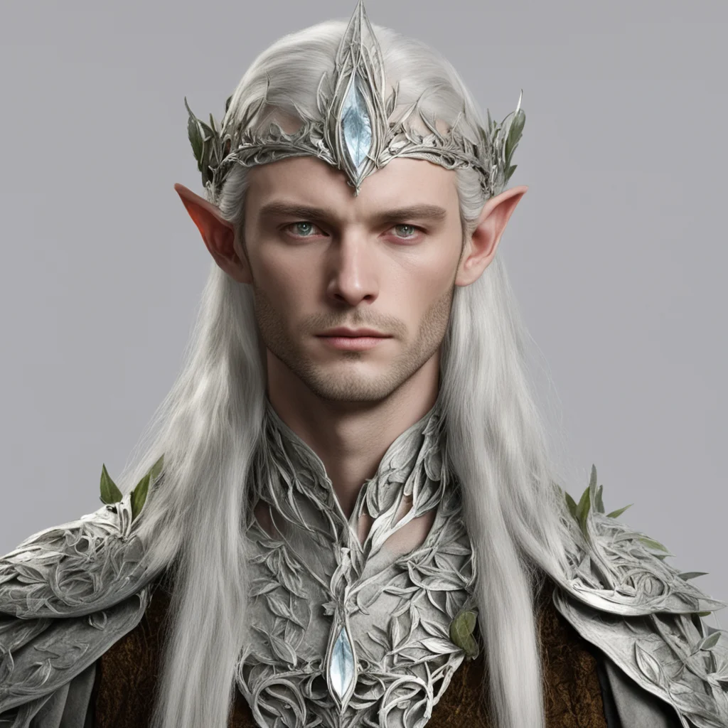 lord celeborn wearing silver bay leaf elven circlet with diamonds amazing awesome portrait 2