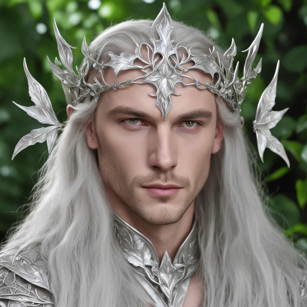 lord celeborn wearing silver ivy leaf elven circlet with diamonds good looking trending fantastic 1