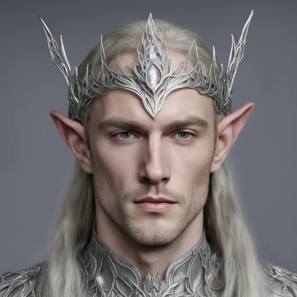 ailord celeborn wearing silver leaf elven circlet with diamond confident engaging wow artstation art 3