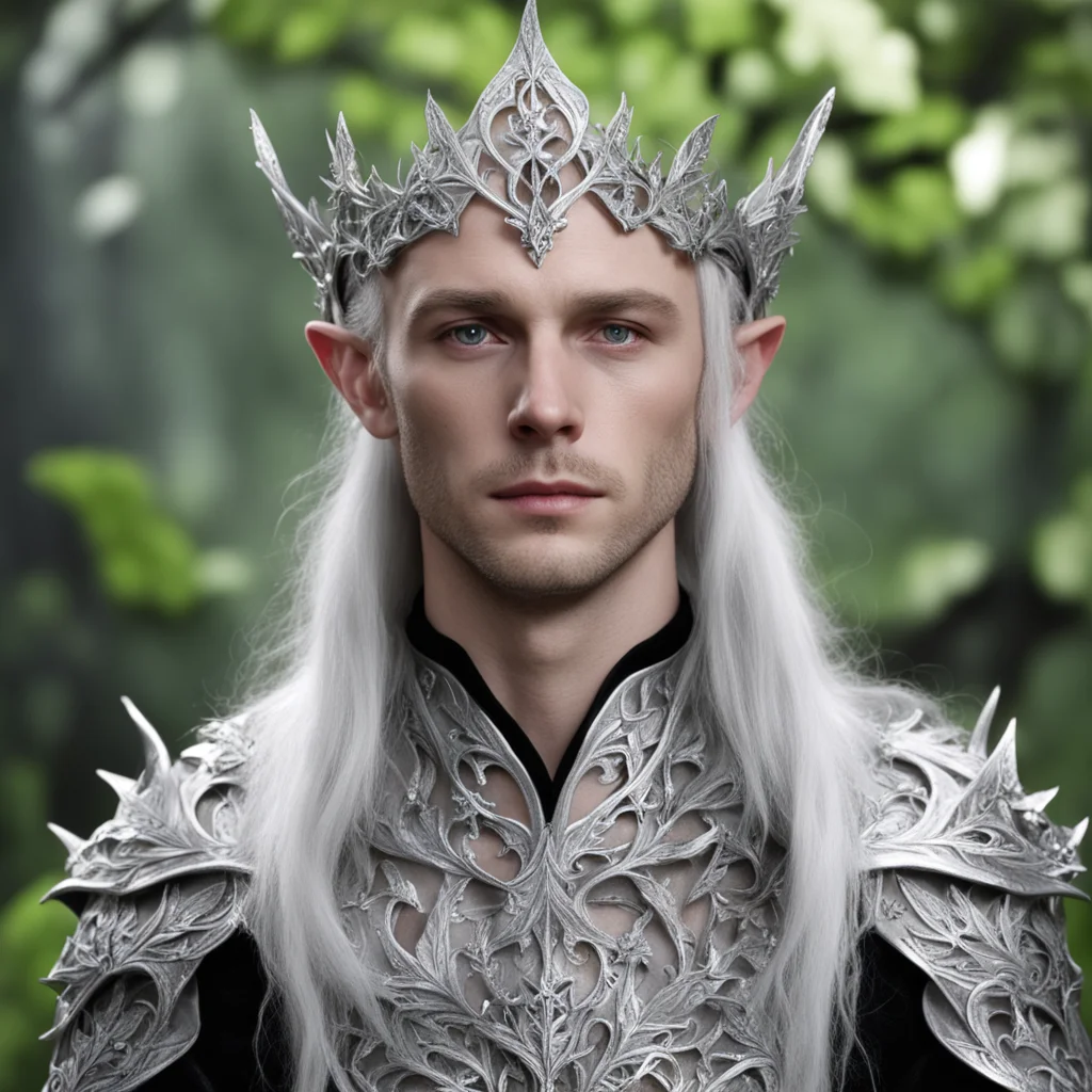 ailord celeborn wearing silver oak leaf elven circlet with diamonds good looking trending fantastic 1