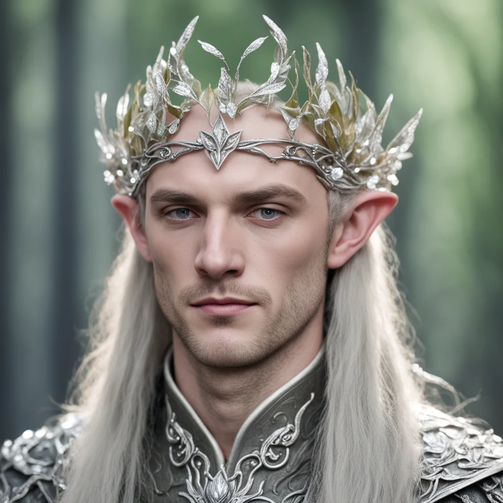 ailord celeborn wearing small silver beech leaf elven circlet with diamonds confident engaging wow artstation art 3