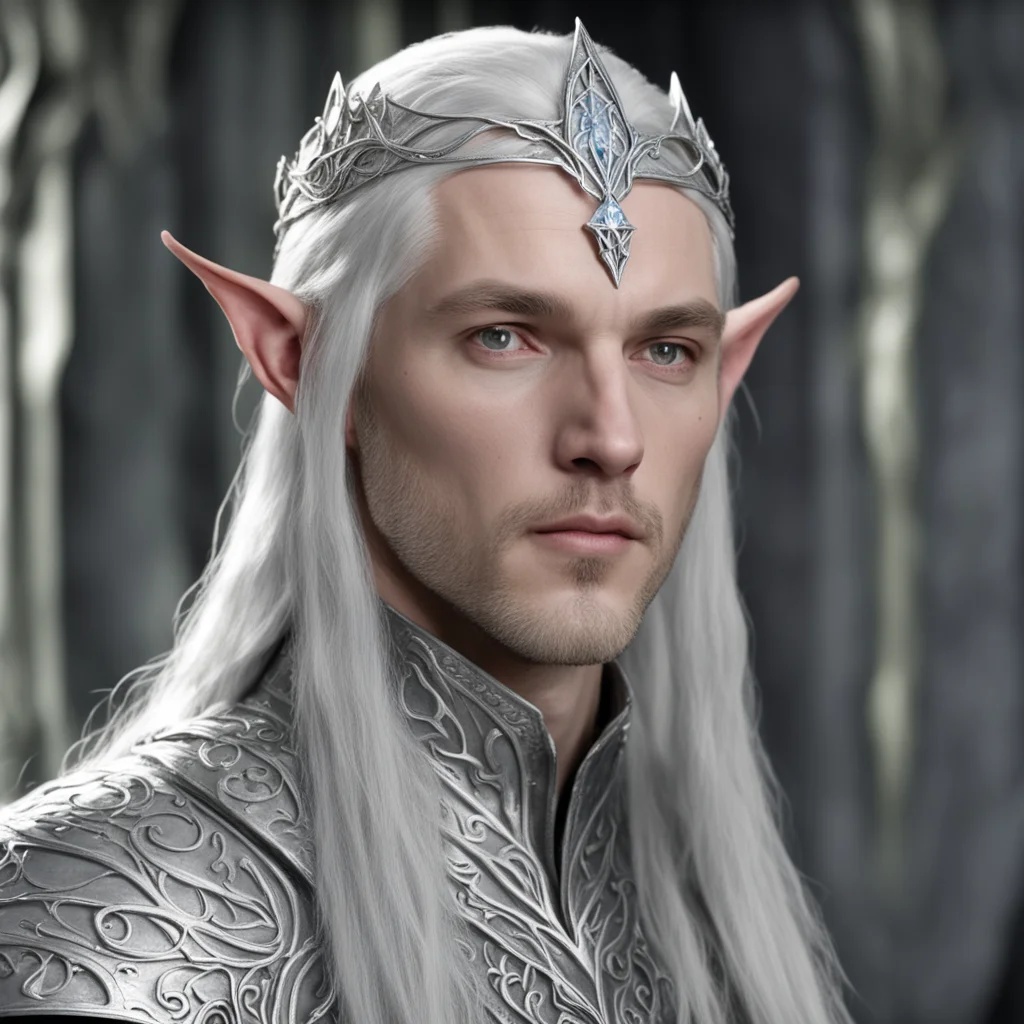 lord celeborn wearing small silver elvish circlet with diamond confident engaging wow artstation art 3