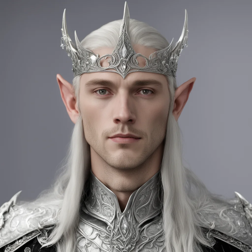 lord celeborn wearing small silver sindar elven circlet with diamonds confident engaging wow artstation art 3