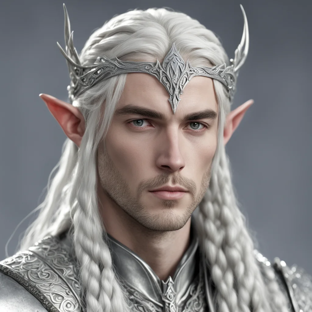 lord celeborn with braids wearing silver elven circlet with diamonds good looking trending fantastic 1