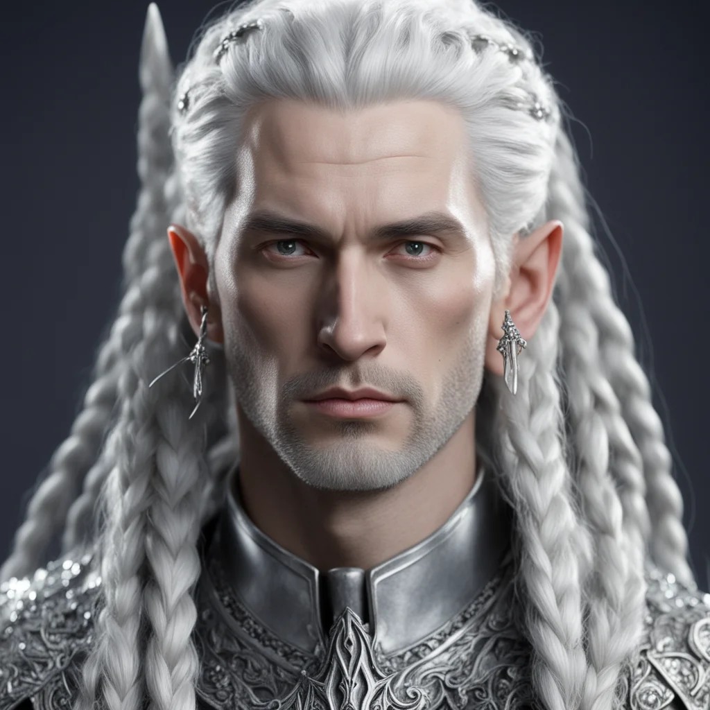 lord celeborn with braids wearing silver hair fork with diamonds confident engaging wow artstation art 3
