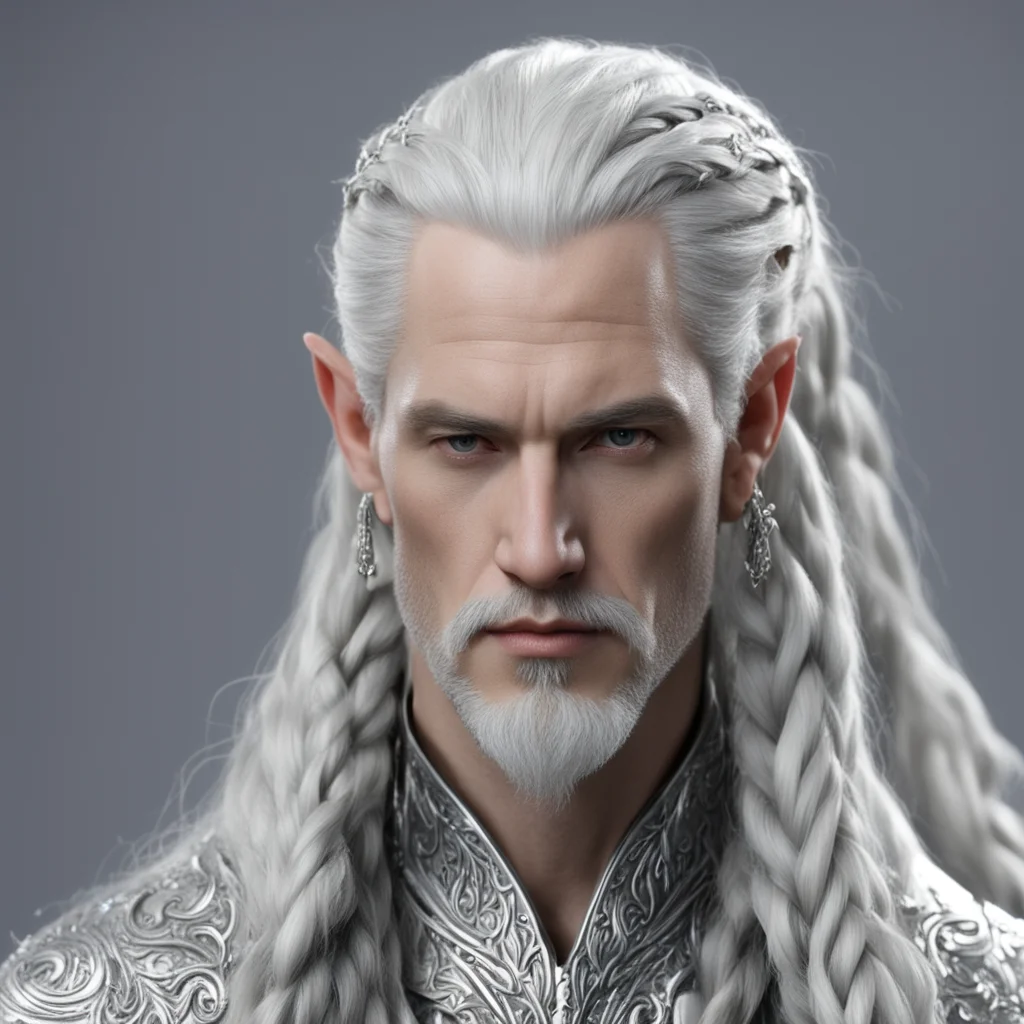 lord celeborn with braids wearing silver hair fork with diamonds good looking trending fantastic 1