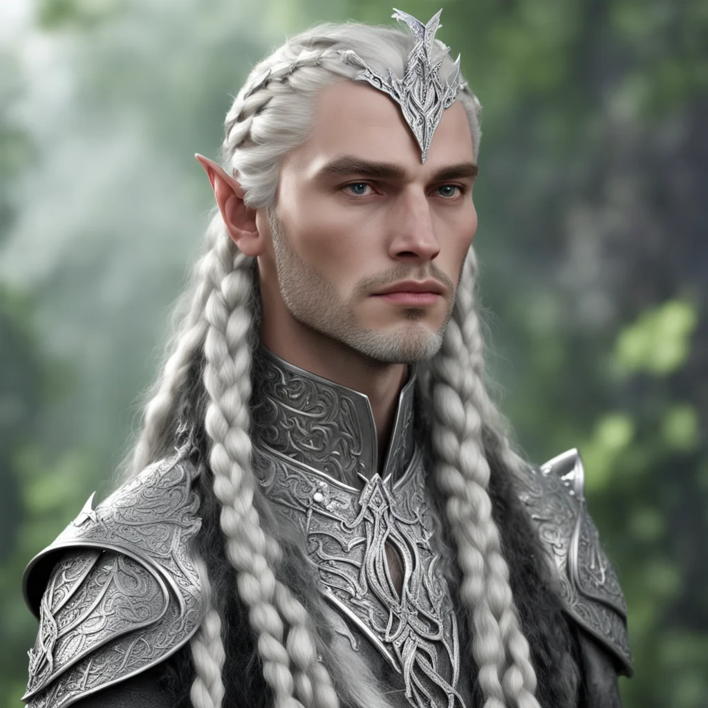 lord celeborn with braids wearing silver snake elven circlet with diamonds good looking trending fantastic 1