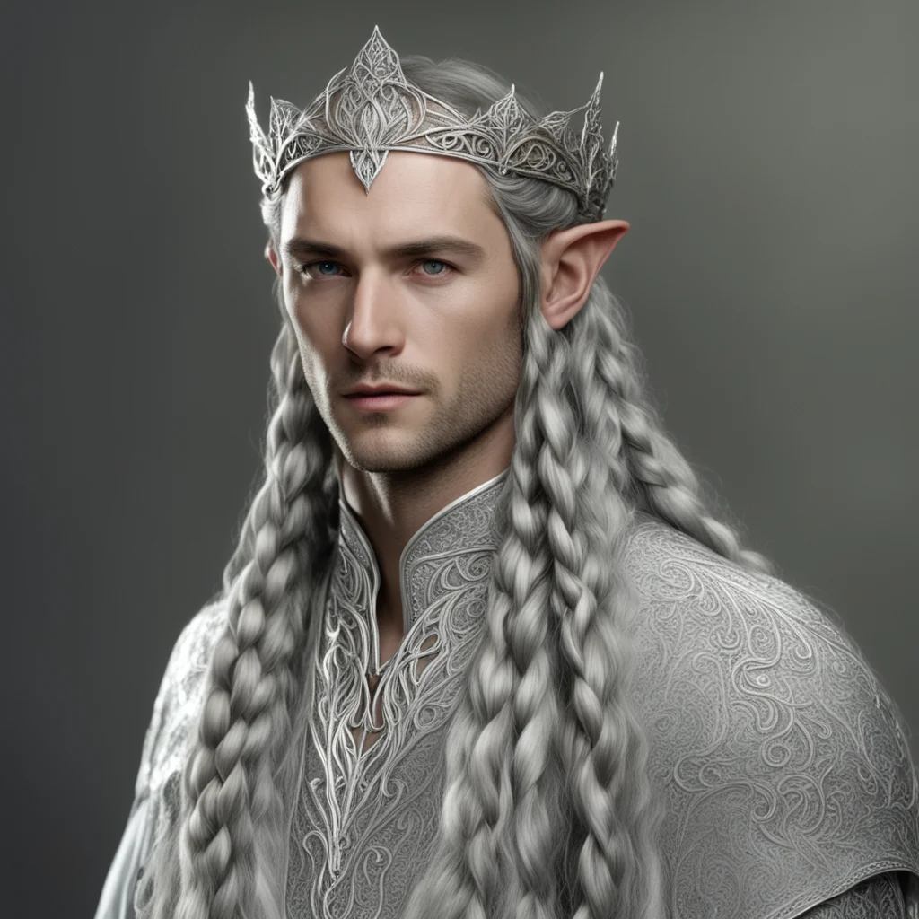 lord elrond with braids were silver noldor elvish tiara with diamonds
