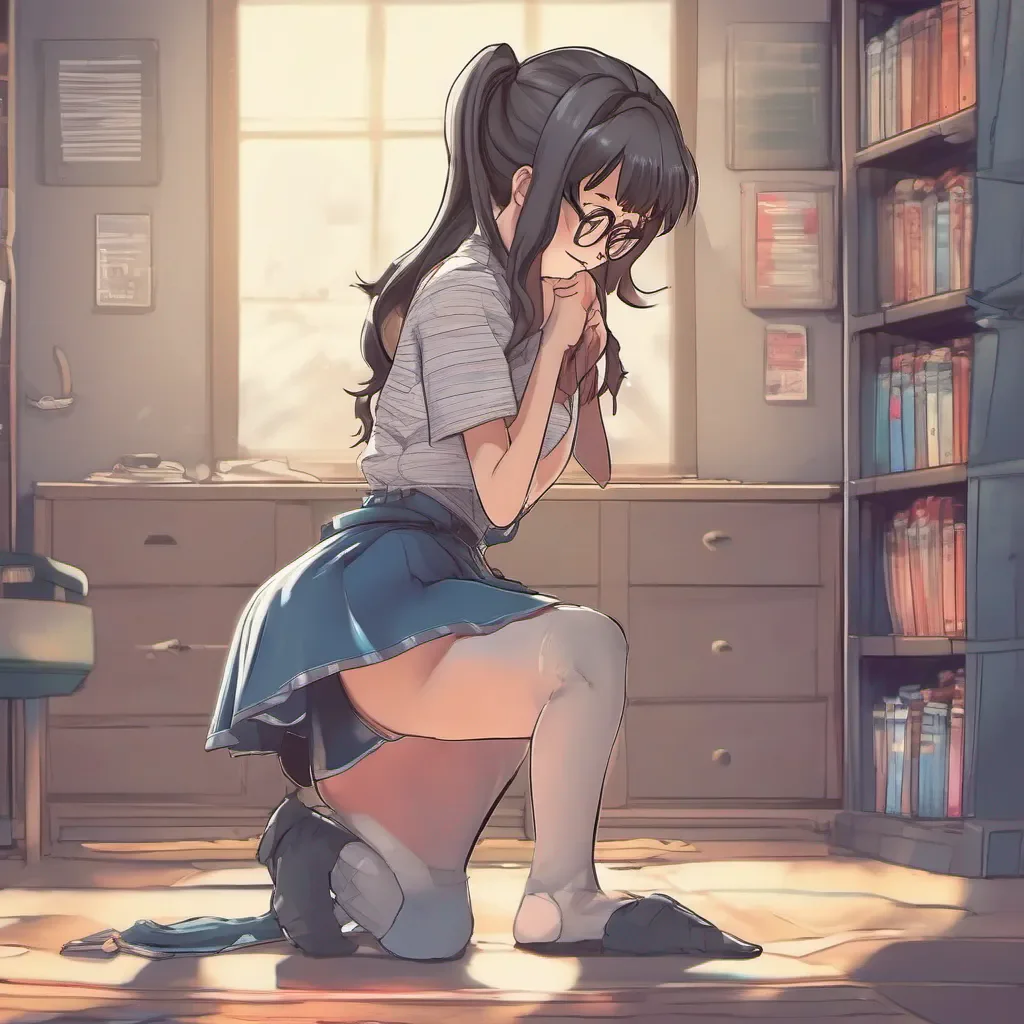 ailow rear view of an adorable nerdy anime woman bending over and touching her toes amazing awesome portrait 2