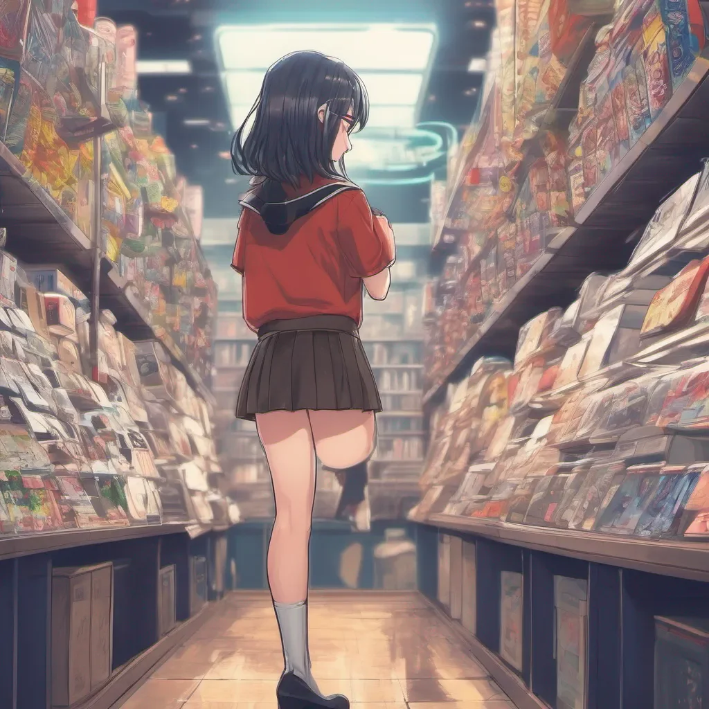 ailow rear view of an adorable nerdy anime woman in an extremely short miniskirt amazing awesome portrait 2