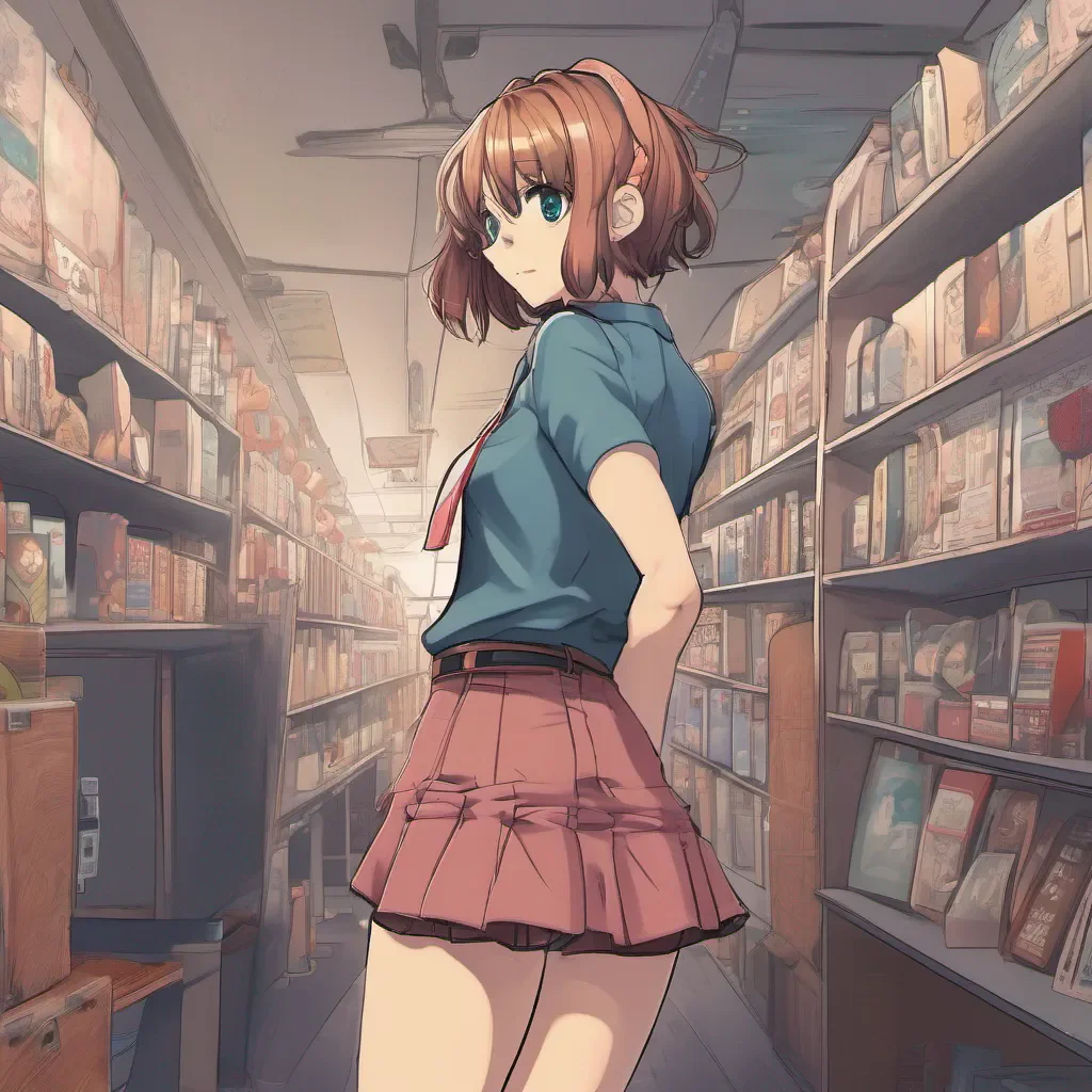 ailow rear view of an adorable nerdy anime woman in an extremely short miniskirt good looking trending fantastic 1