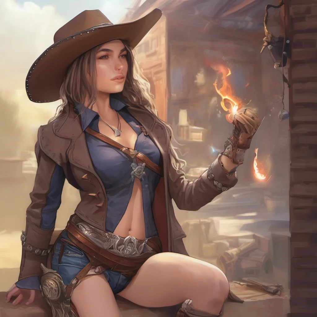 aimage feminine cowgirl confident engaging wow artstation art 3
