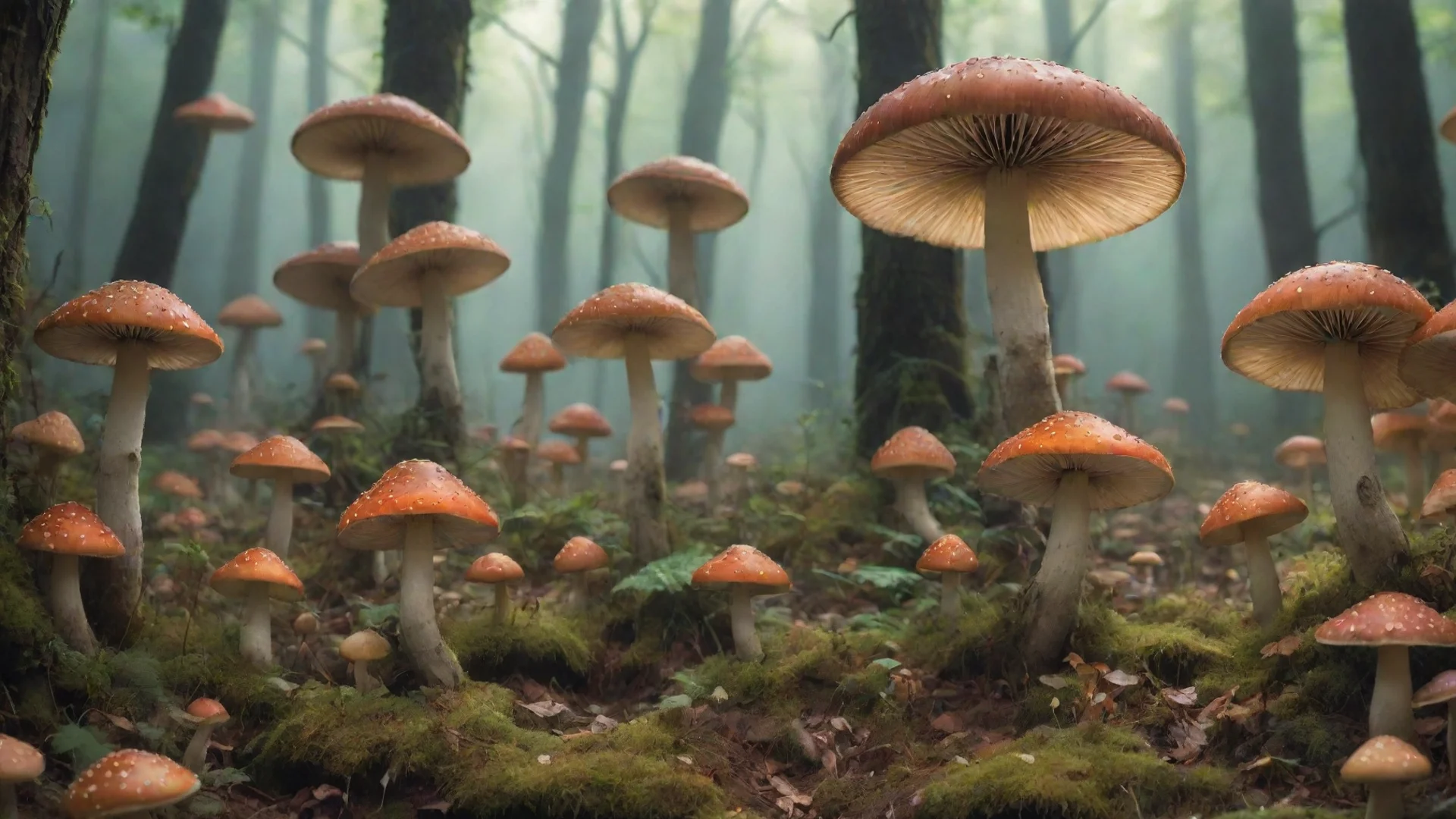 aimagical mushroom forest wide