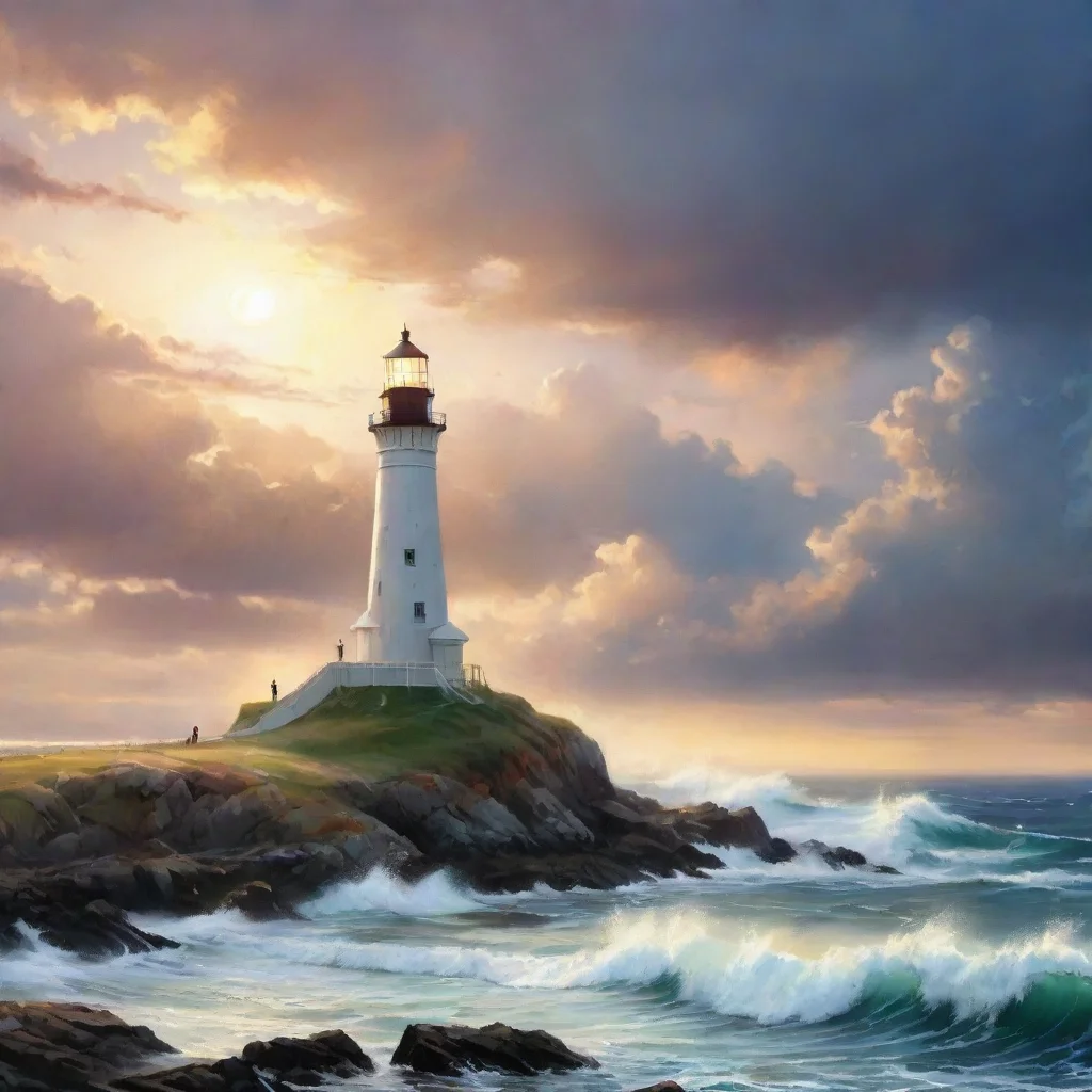 aimajestic lighthouse with person lovely artistic take
