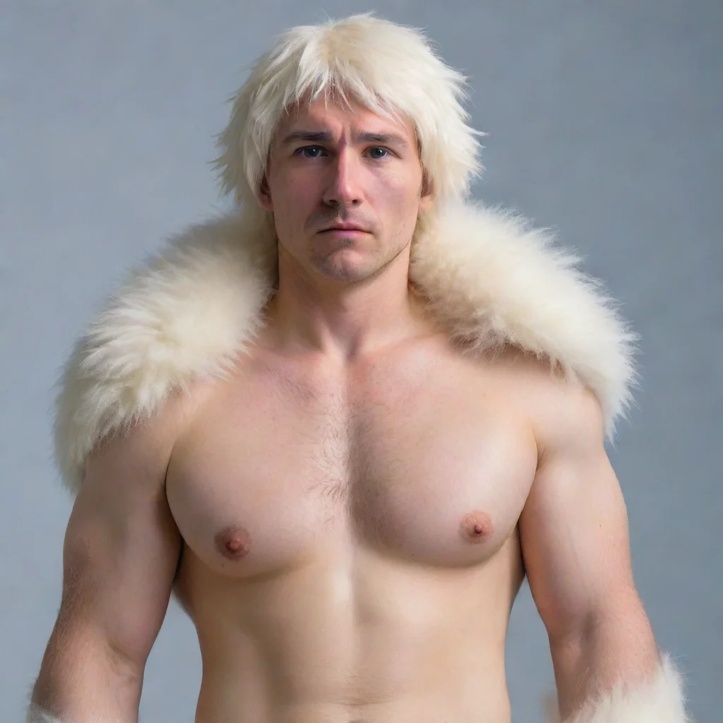 aimale human midtransformation covered in polarbear fur