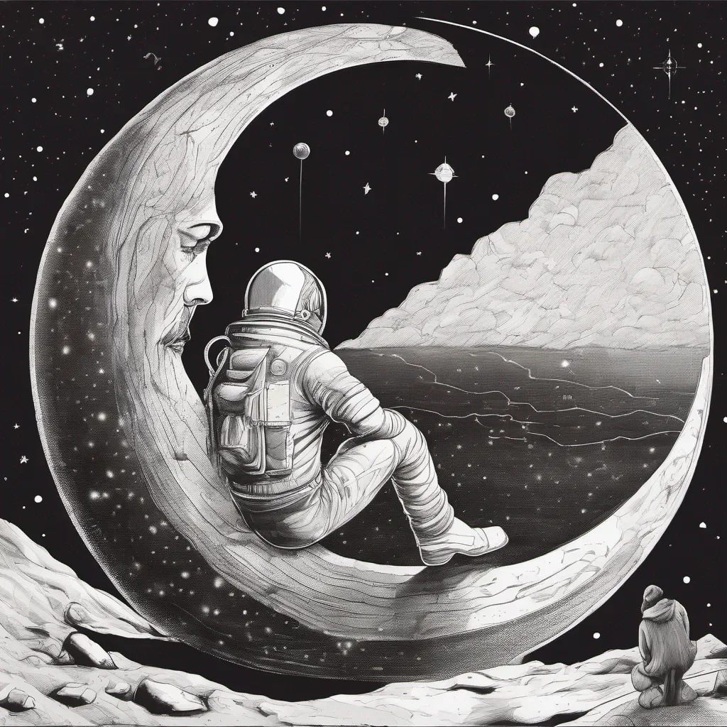 man alone in space watching the constellations sitting on the moon confident engaging wow artstation art 3