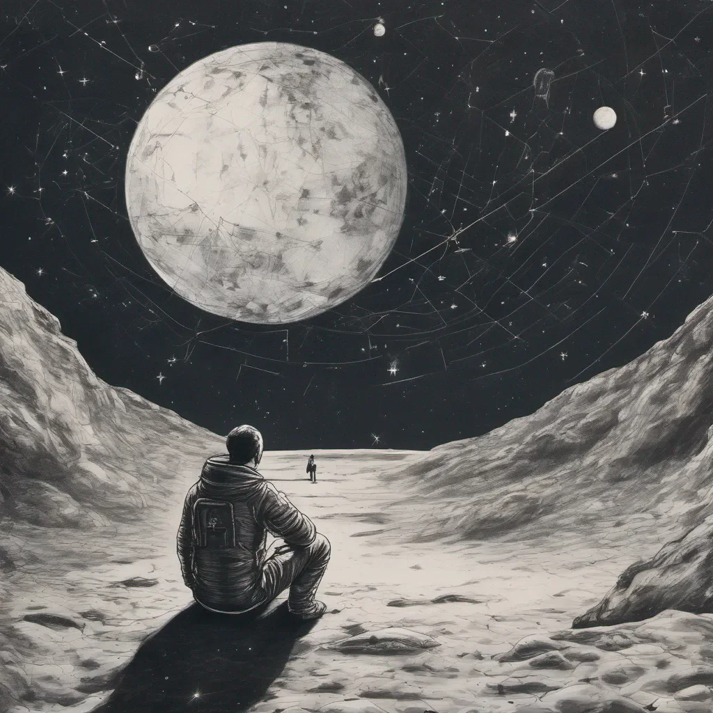 man alone in space watching the constellations sitting on the moon good looking trending fantastic 1