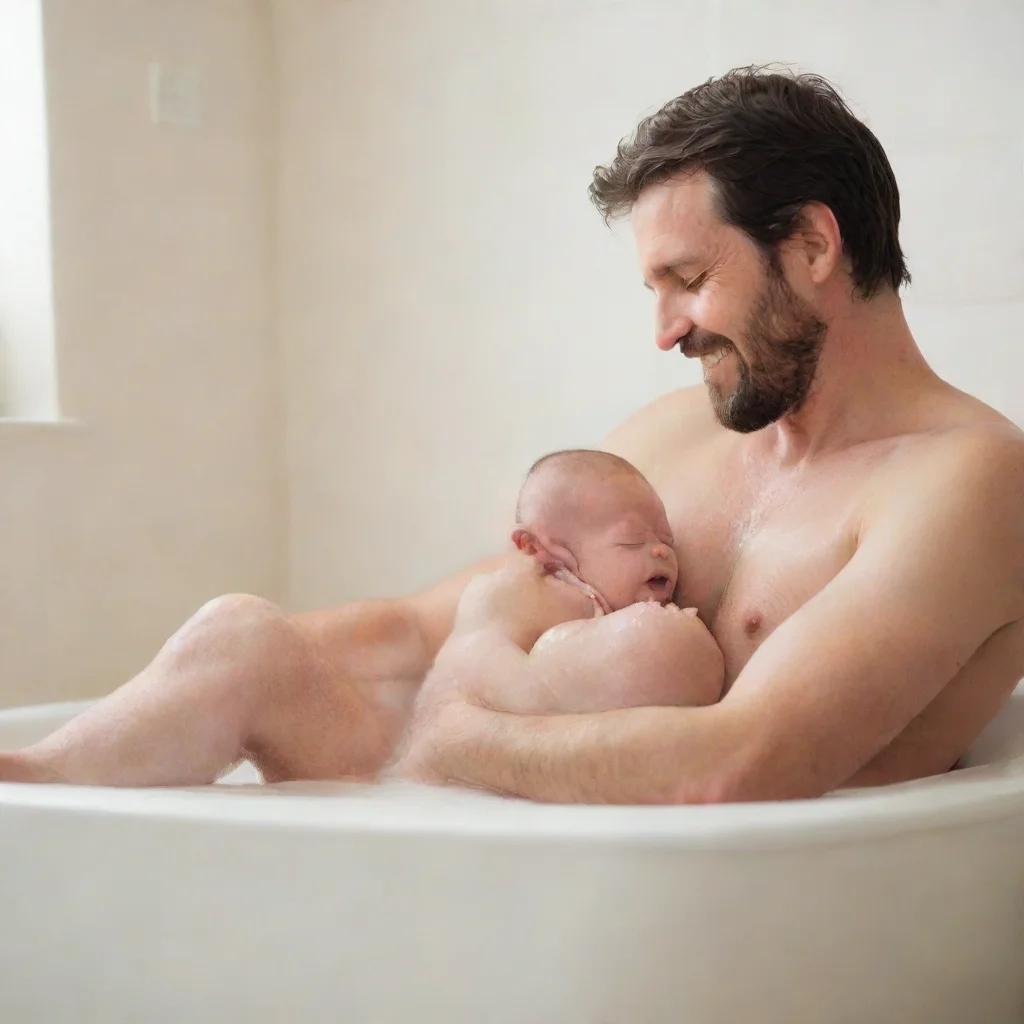 aiman bathing with a newborn baby
