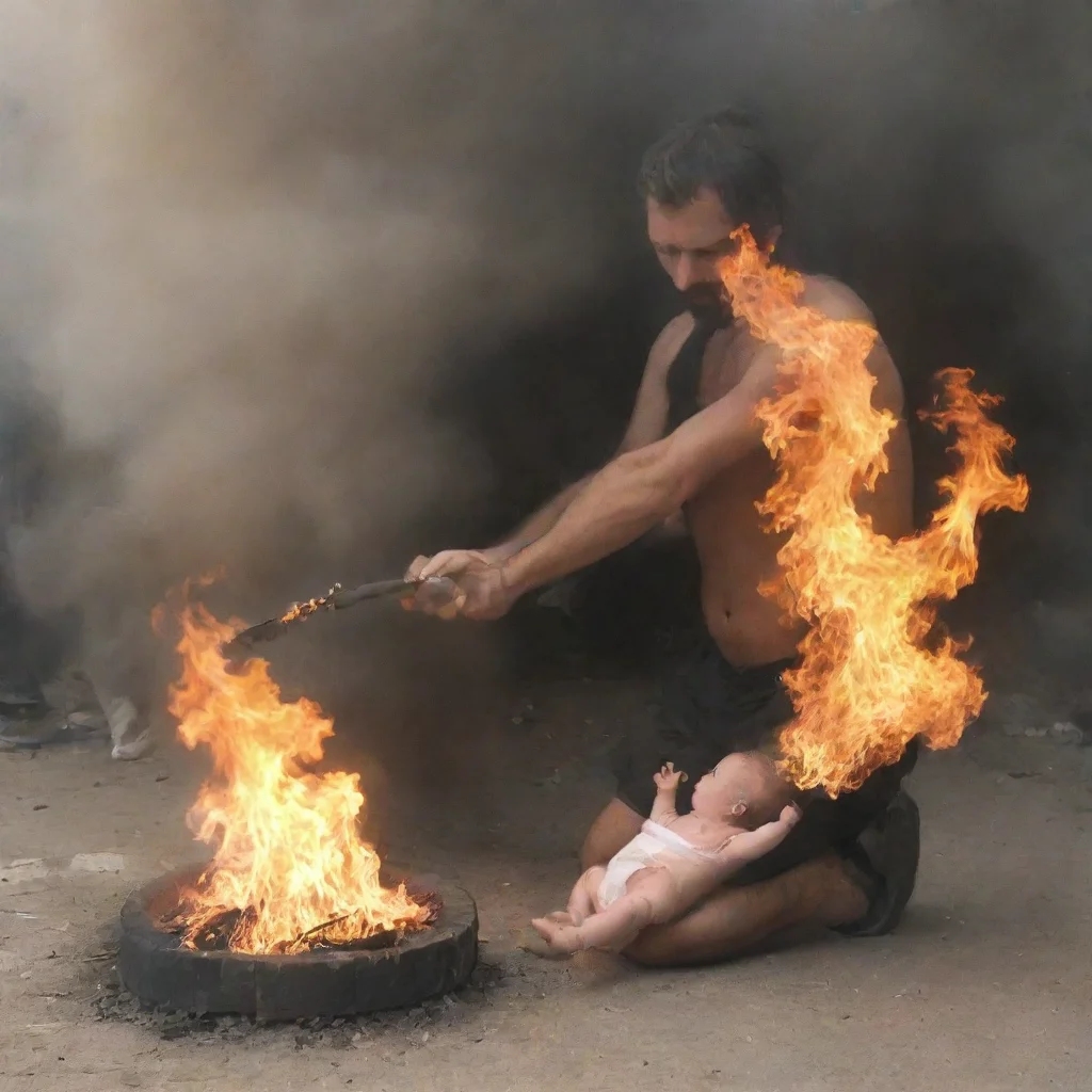 man burning a baby