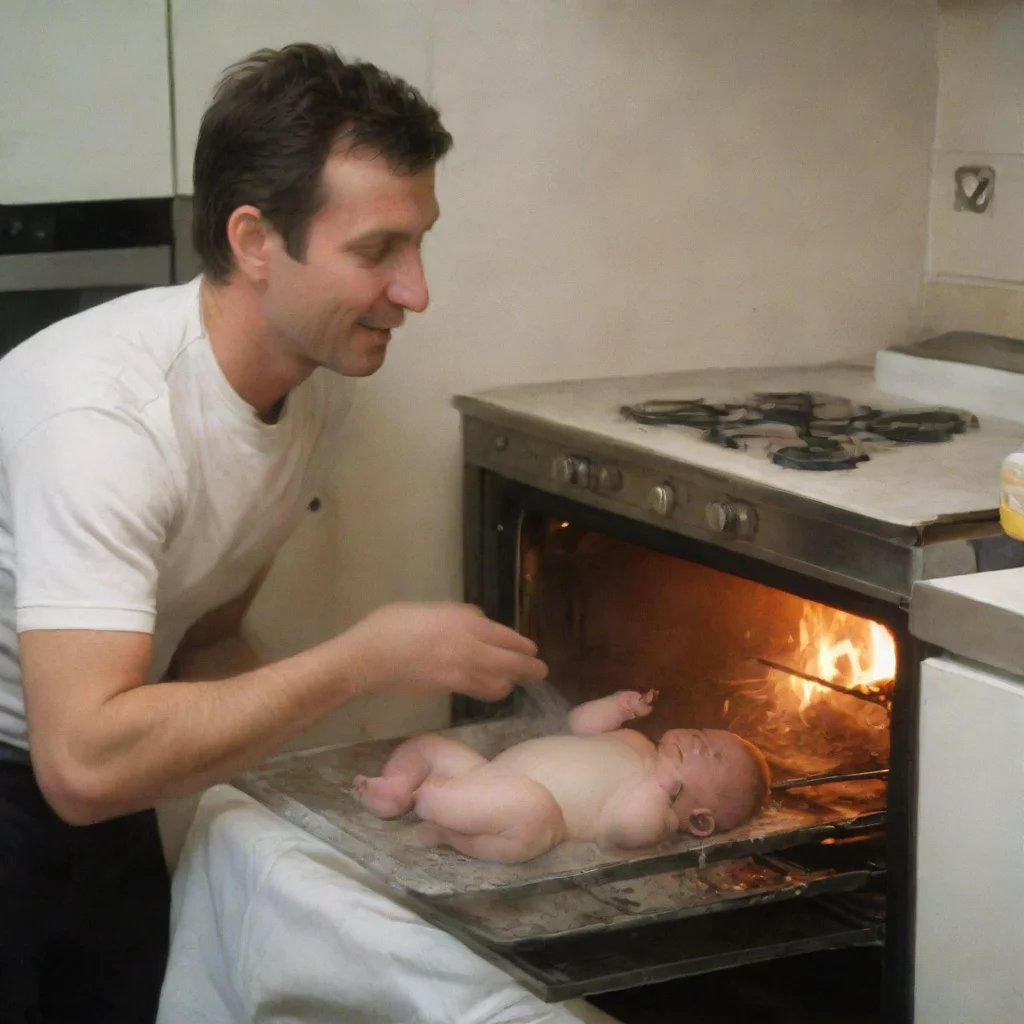aiman cooking a baby in a oven