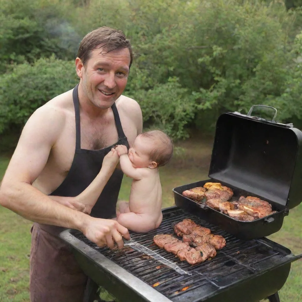 aiman cooking a baby on a bbq