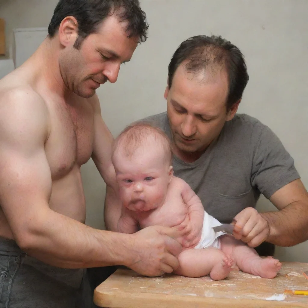 aiman cutting up a baby