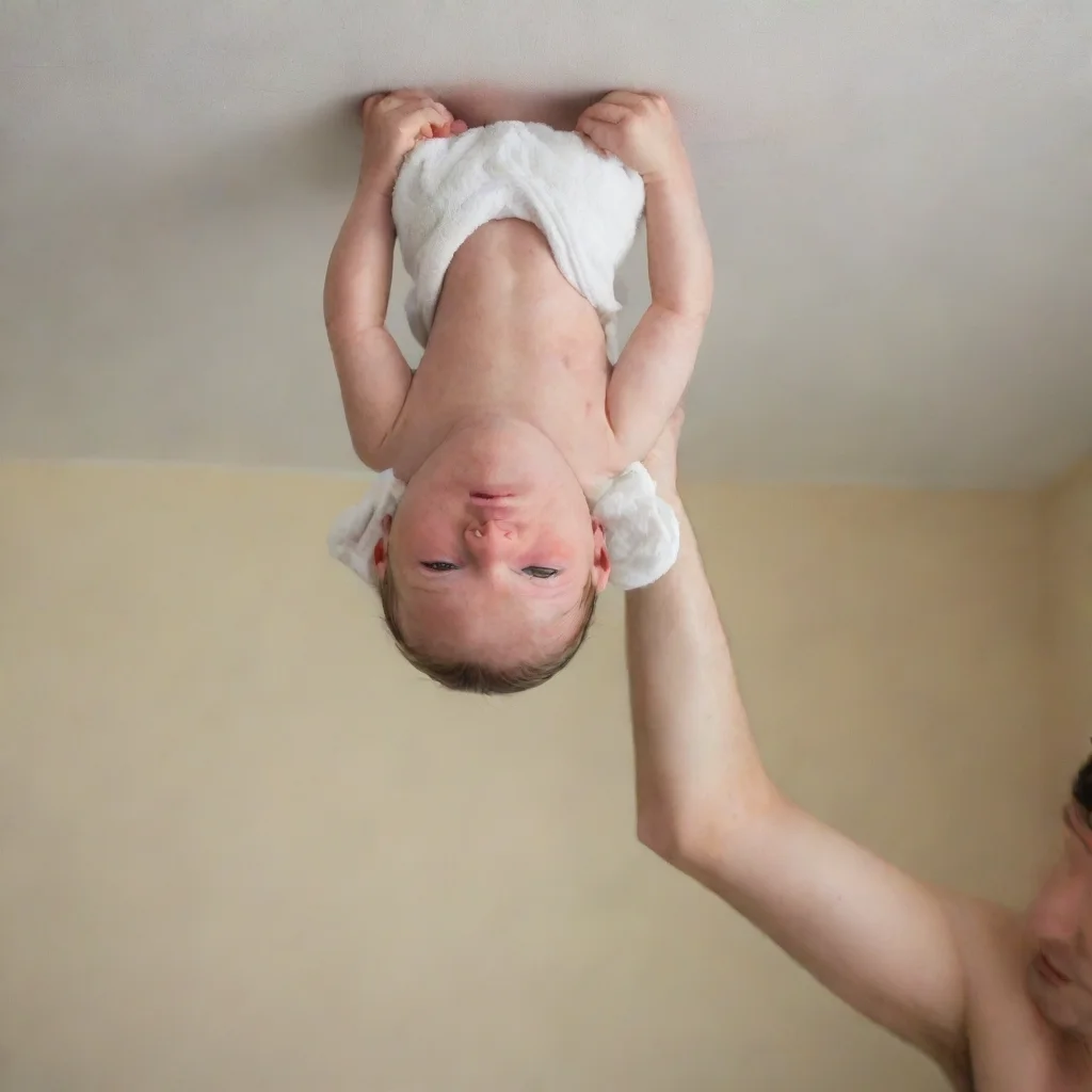 aiman hanging a newborn baby upside down