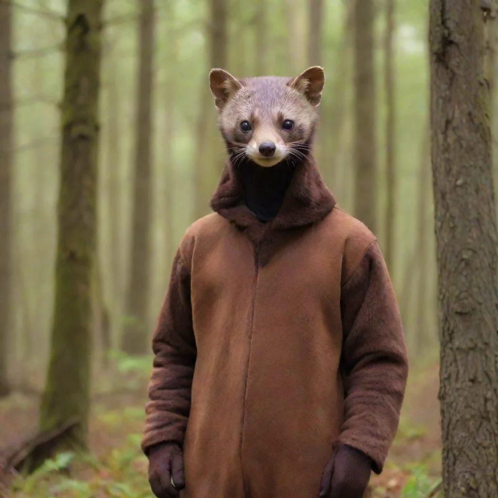 man in pine marten costume