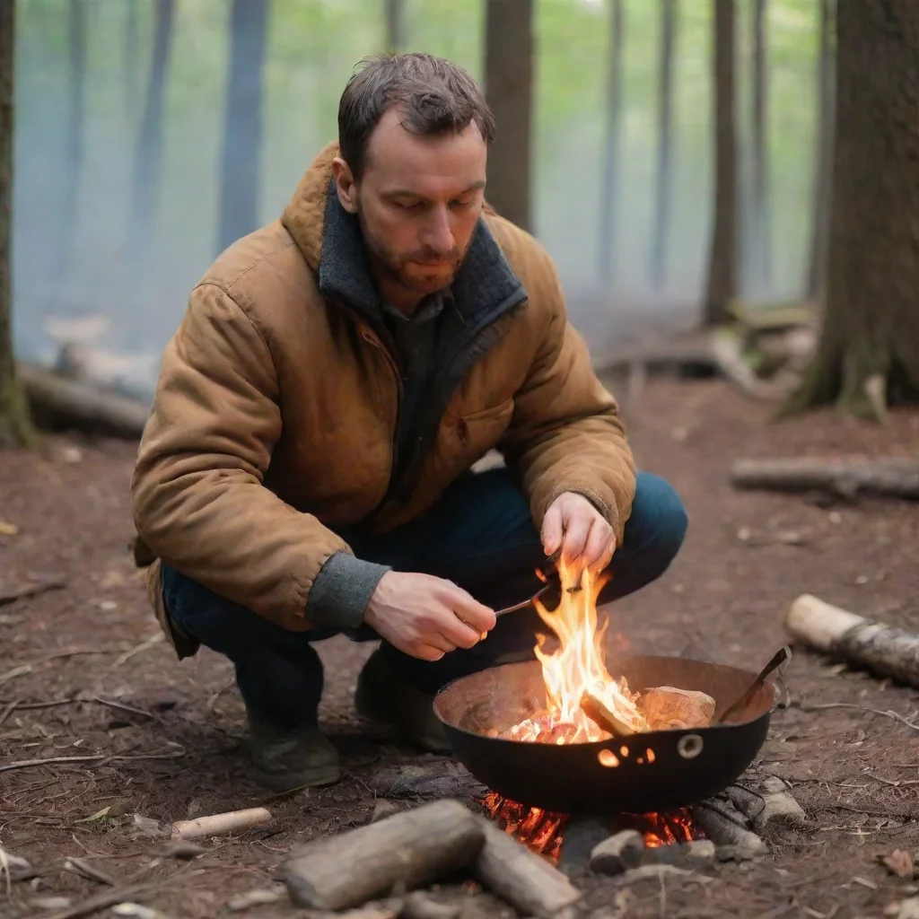 aiman putting a newborn baby in a campfire in the woods on fire