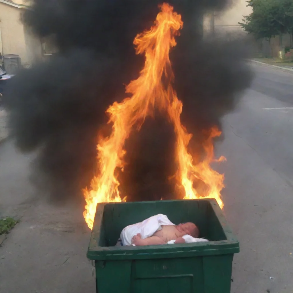aiman putting newborn baby in a dumpster on fire
