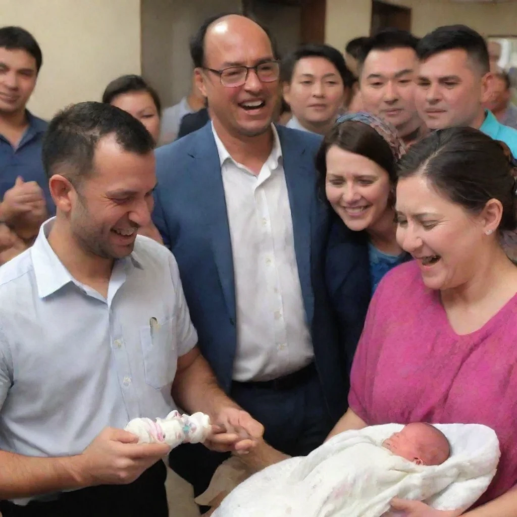 man sacrifices newborn baby while other people laugh