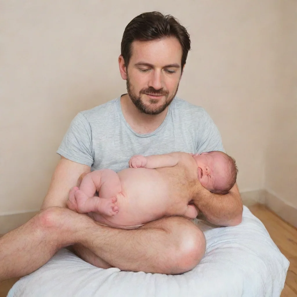 man sitting on newborn baby