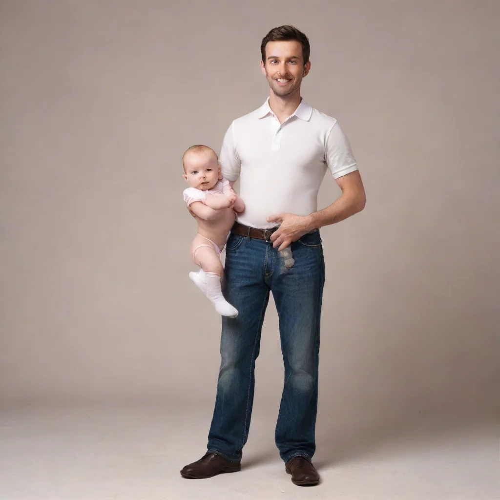 man standing on a baby