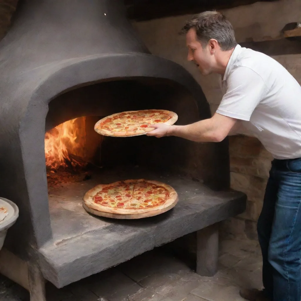 man throwing new born baby in a pizza oven