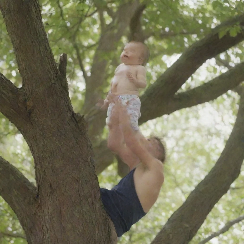 aiman throwing newborn baby up a tree