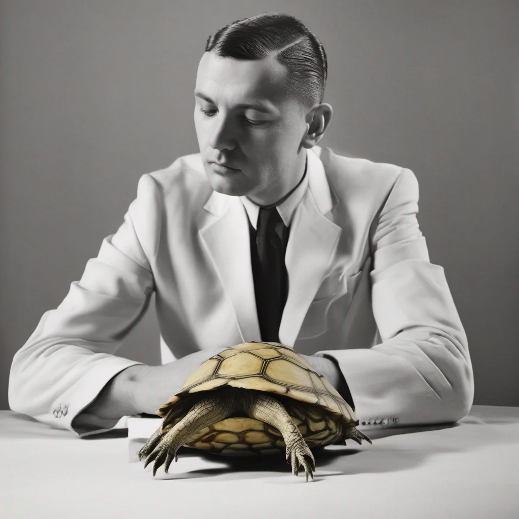 man wearing white suit but having head of a turtle  confident engaging wow artstation art 3
