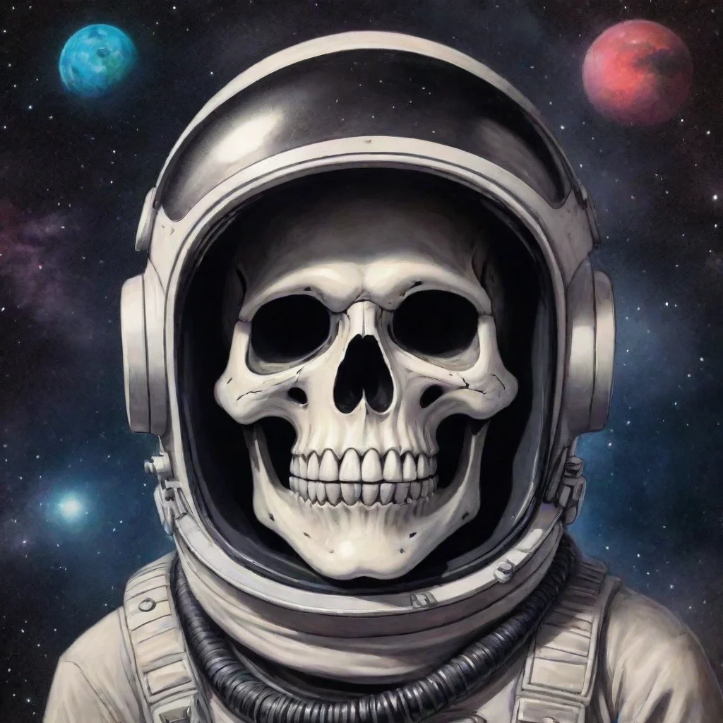 aimanga style skull in space helmet