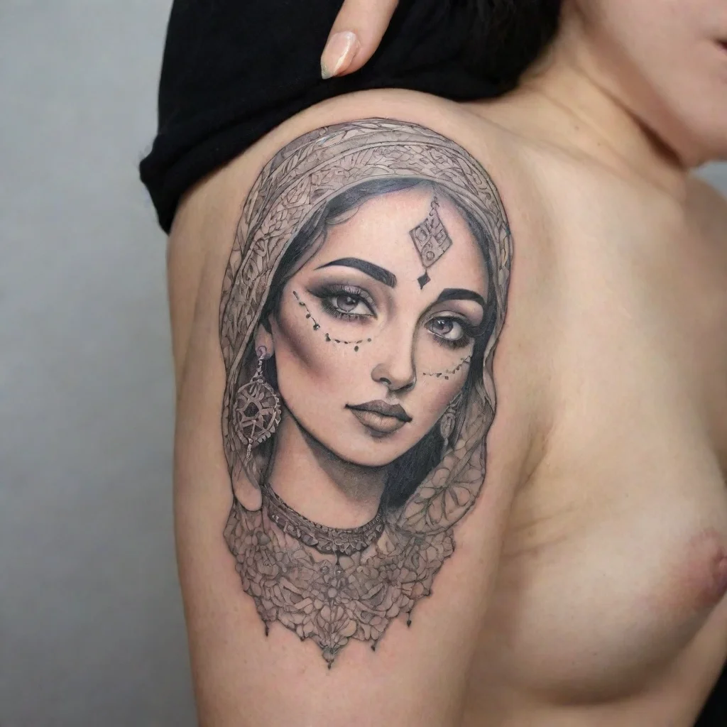 maroccan lady fine line tattoo