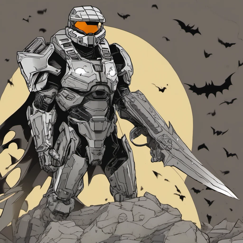 aimaster chief black con la espada crisol de doom con capa de batman  amazing awesome portrait 2