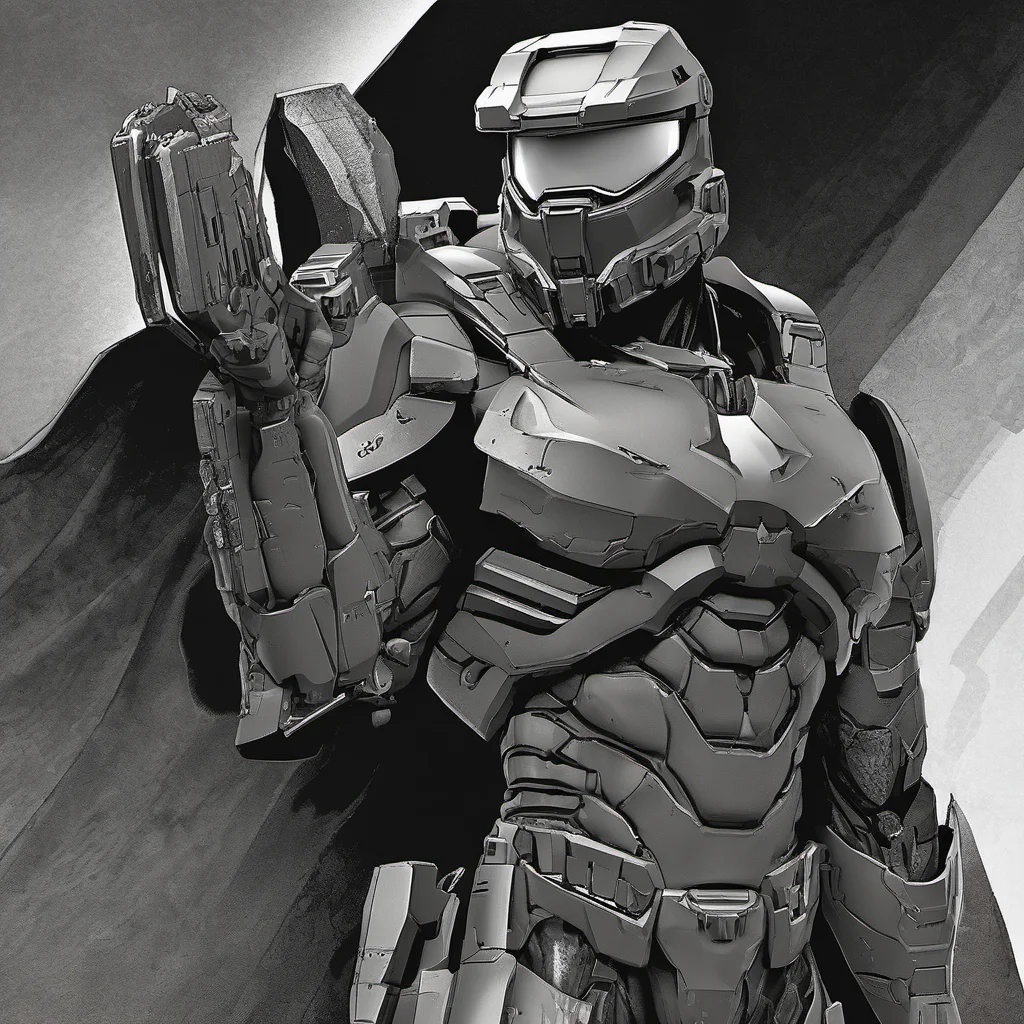 aimaster chief black con la espada crisol de doom con capa de batman 