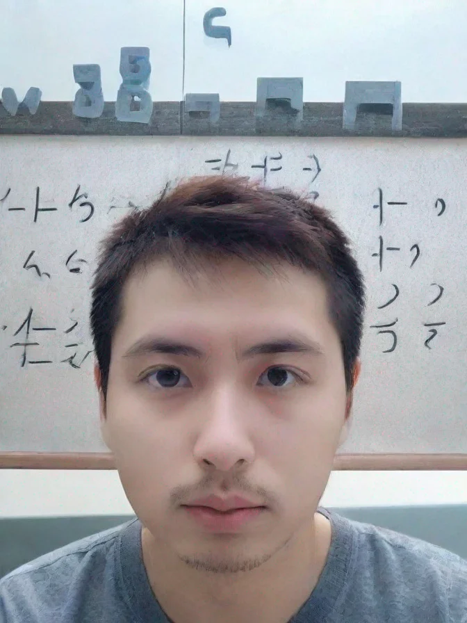 aimath equations anime character thinking stylized math formulas floating